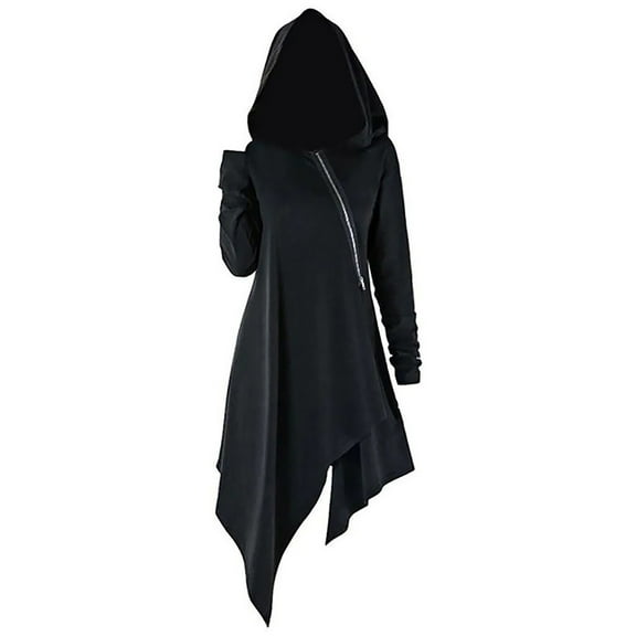 Gothic Dress for Women Y2K Hoodie Long Sleeve Punk Dress with Hood Retro Medieval Dress Halloween Costumes Goth Dress Steampunk Clothing Party Cocktail Carnival Ladies Dresses