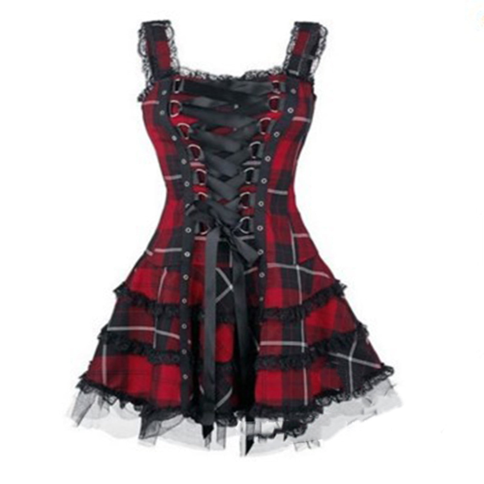 Women's Goth Corset Dress Lace Halter Emo Sleeveless Gothic Dresses  SteamPunk Gothic Vampire Witch Costume for Women 