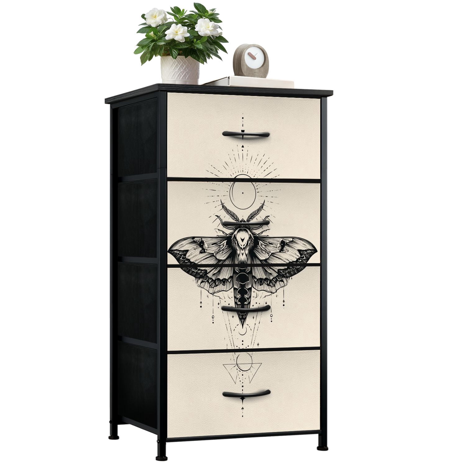 gothic dresser for Bedroom with 4 Storage Drawers Gothic Red Rose Skull Dark Romantic Crow Goth Halloween Dressers Chest of Drawers Steel Framed Each drawer effortlessly stores clothes and daily essentials Old World Thirteen Drawer Granite
