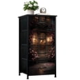 thumbnail image 1 of Gothic Dresser for Bedroom with 4 Storage Drawers Vintage Bookstore Warm Lighting Pink Roses Facade Dressers Chest of Drawers Steel Framed Fabric Closet Organizers for Dorm Entryway End Table, 1 of 8
