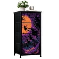 thumbnail image 1 of Gothic Dresser for Bedroom with 4 Storage Drawers Witches Under Full Moon Purple Orange Night Sky Dressers Chest of Drawers Steel Framed Fabric Closet Organizers for Man Cave Dorm Entryway, 1 of 8