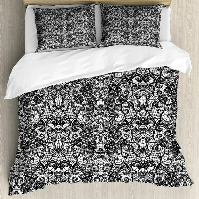 Gothic Duvet Cover Classical Bridal Composition Vintage Spring Motifs