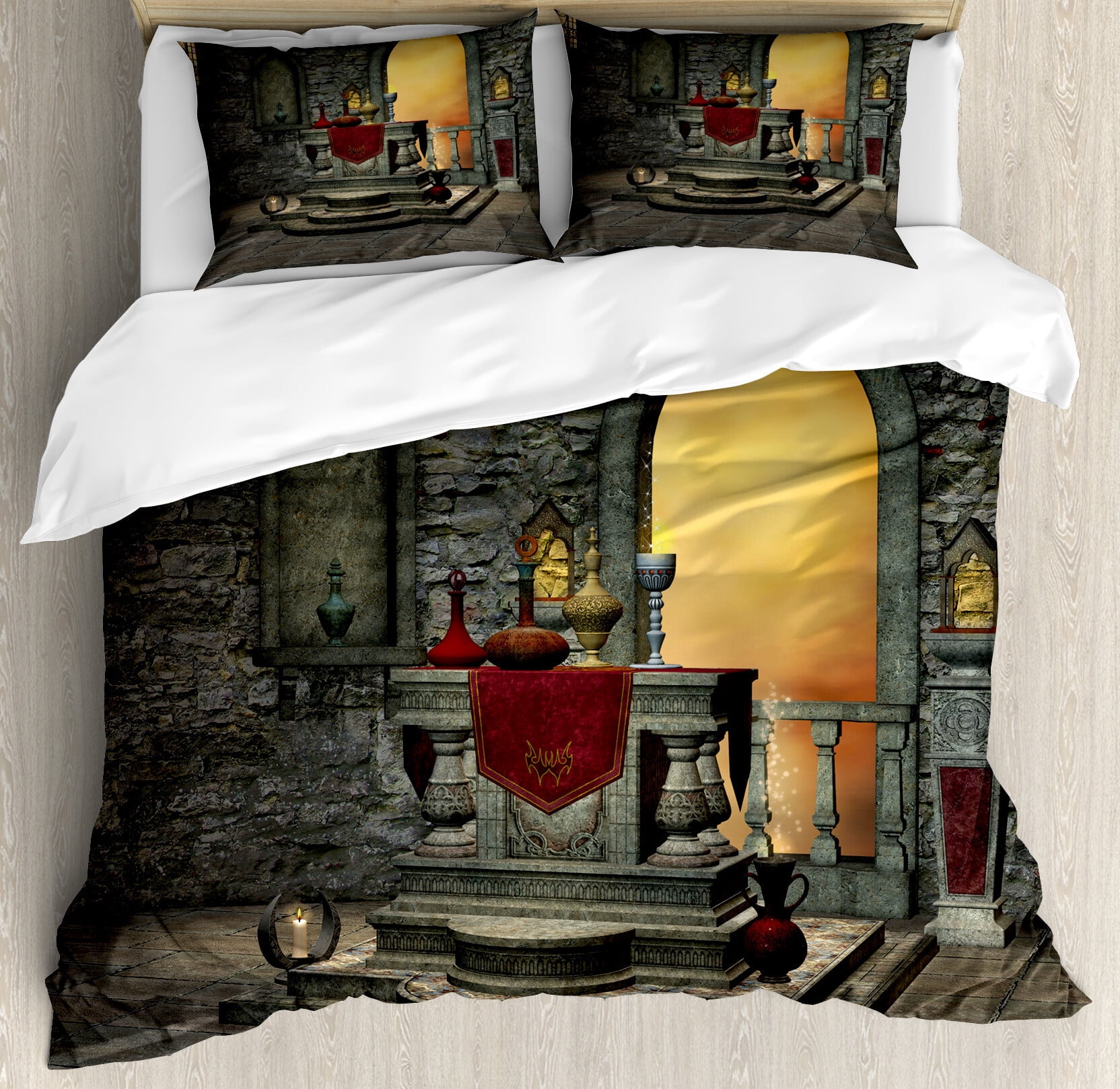 Gothic Duvet Cover Set Altar Table In Castle Baroque Era Photo Inspiration