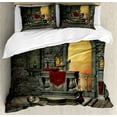 thumbnail image 1 of Gothic Duvet Cover Set, Altar Table in Castle Baroque Era Inspired Alchemy Wizard Design, Decorative 3 Piece Bedding Set with 2 Pillow Shams, Queen Size, Reseda Green Mustard, by Ambesonne, 1 of 3
