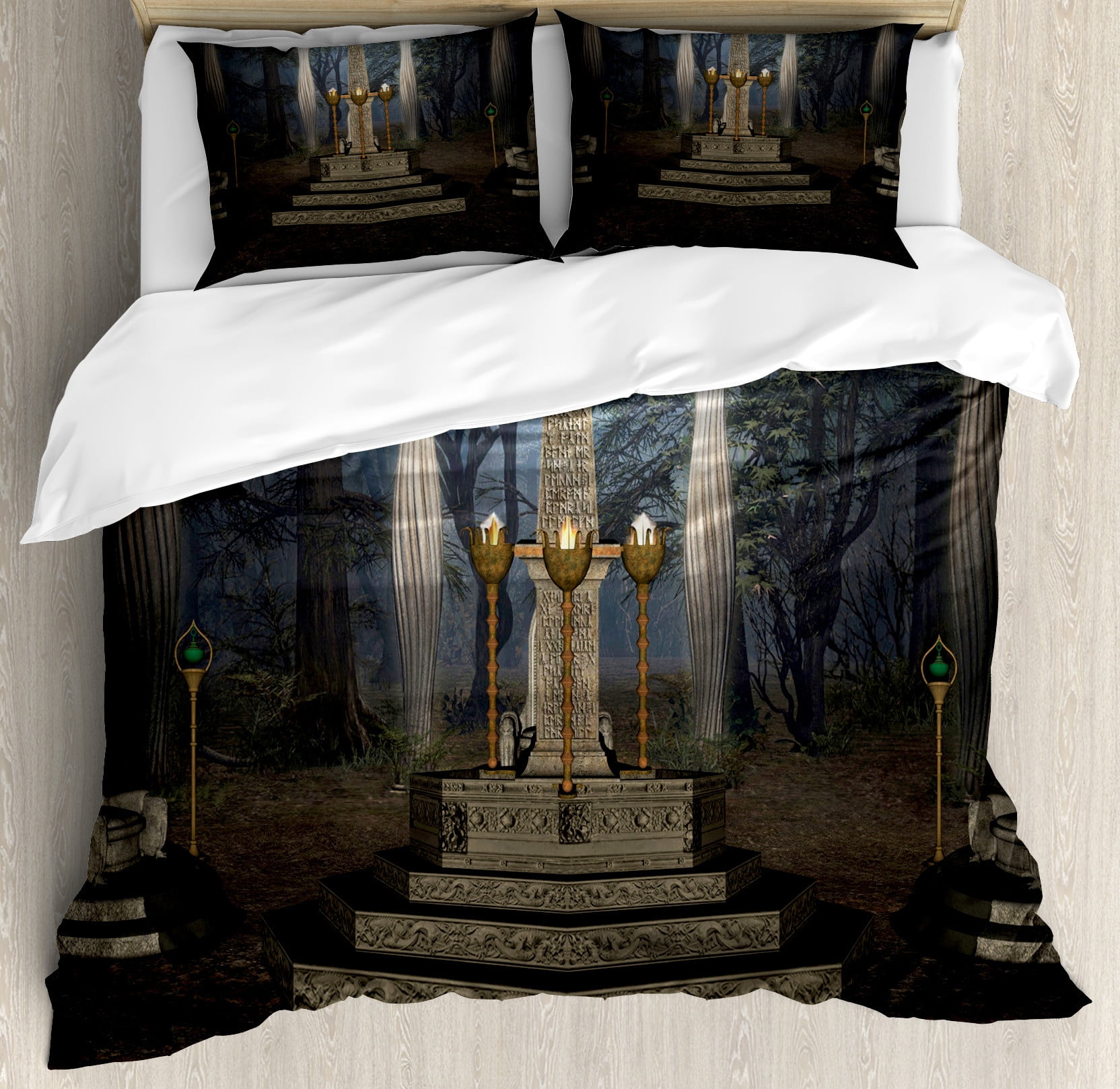 Queen Dark Taupe and Dusk Gothic Duvet Cover Set