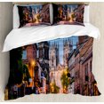 thumbnail image 1 of Gothic Duvet Cover Set King Size, York Minster View in Evening Cityscape Historical Landmark Street in the England, Decorative 3 Piece Bedding Set with 2 Pillow Shams, Multicolor, by Ambesonne, 1 of 3