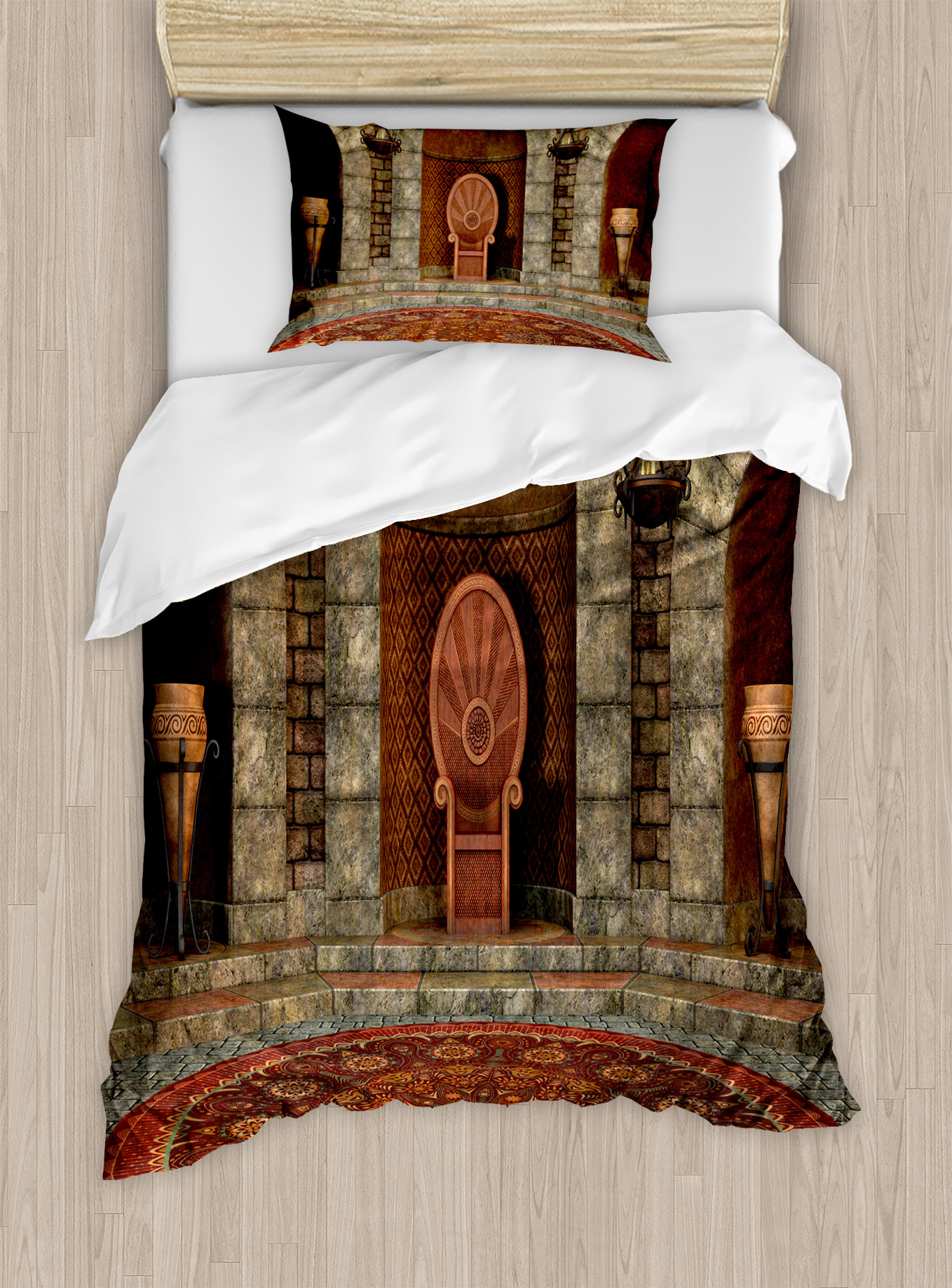 Gothic Duvet Cover Set, King in Vintage Style Palace Chandelier ...