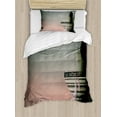 thumbnail image 1 of Gothic Duvet Cover Set, Old Tower with Medieval Style Balcony and Rose Ivy Horror Fiction Print, Decorative 2 Piece Bedding Set with 1 Pillow Shams, Twin Size, Pink Grey, by Ambesonne, 1 of 3