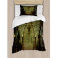 thumbnail image 1 of Gothic Duvet Cover Set Twin Size, Fantasy Scene with Old Fashioned Wooden Torch and Skull Candlesticks in Dark Spooky Room, Decorative 2 Piece Bedding Set with 1 Pillow Sham, Brown, by Ambesonne, 1 of 3