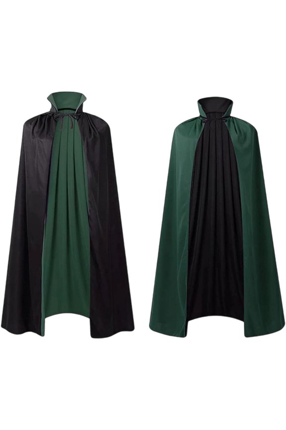 Gothic Elegant Double Cape With Stand Collar For Halloween And Performances