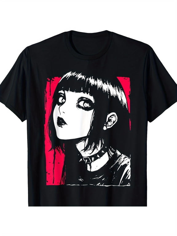 Gothic Emo Anime Girl Graphic Vintage Grunge Y2k Cotton Men's Women's Unisex T-Shirt