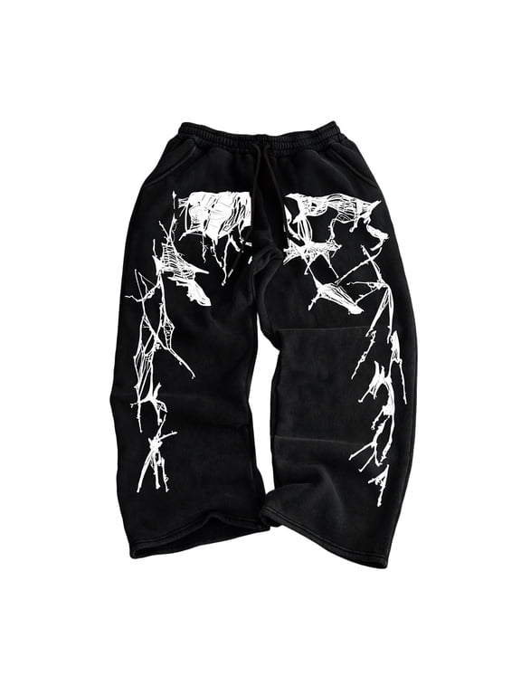 Gothic Emo Oversized Graphic Sweatpants Men Baggy Sweatpants Y2K Streetwear Pants Y2K Clothes Men Gym Dragon Print Casual Jogger Trousers