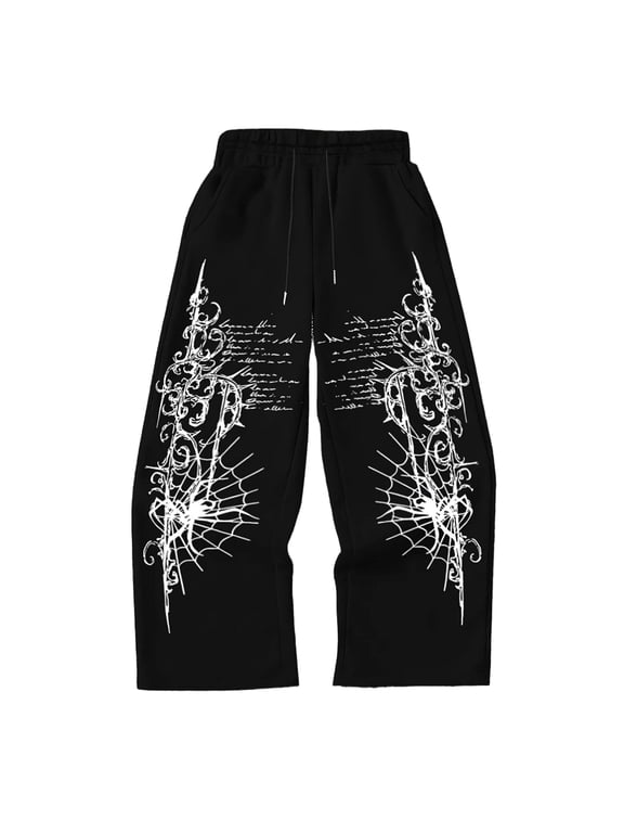Gothic Emo Oversized Graphic Sweatpants Men Baggy Sweatpants Y2K Streetwear Pants Y2K Clothes Men Gym Dragon Print Casual Jogger Trousers