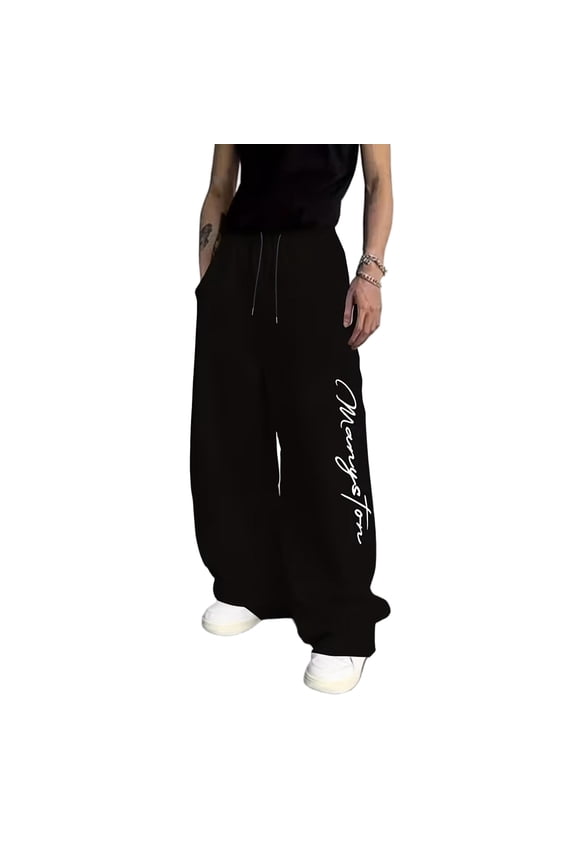 Gothic Emo Streetwear Pants Oversized Graphic Sweatpants Men Baggy Sweatpants Y2K Clothes Men Gym Flame Thorn Print Wide Leg Trousers