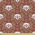 thumbnail image 1 of Ambesonne Gothic Fabric by the Yard Upholstery, Baroque Floral Skulls, 2 Yards, Ruby Cocoa White, 1 of 4