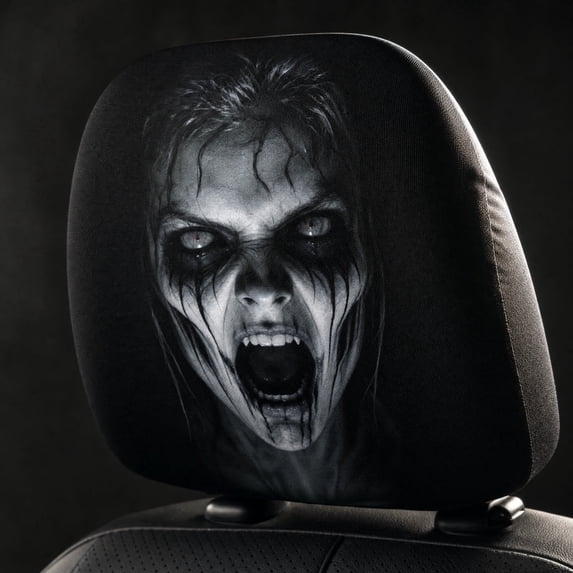 wenhour Gothic Face Auto Headrest Cover, Ghosts Car Headrest Cover, Scary Face Printing Car Seat Headrest Protector for SUV Sedan Van Truck