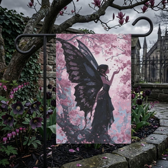 Gothic Fairy Garden Flag Fairycore Yard Decor Dark Spring Outdoor Banner