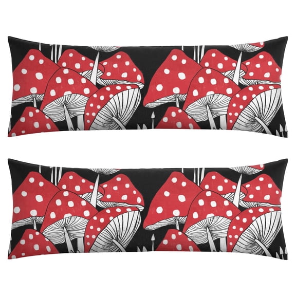 Gothic Fairy Tale Mushroom Body Pillow Cover 20x54 - Full-Length Support - Machine Washable & Stretchy - Dark Botanical Design