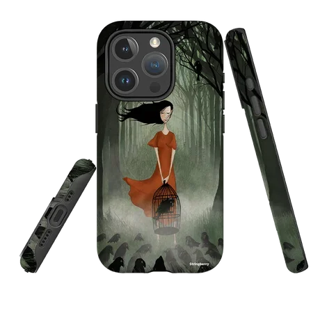 Gothic Fantasy Raven Girl Art Protective Case for iPhone 11 12 13 14 15 16 17 Pro Max