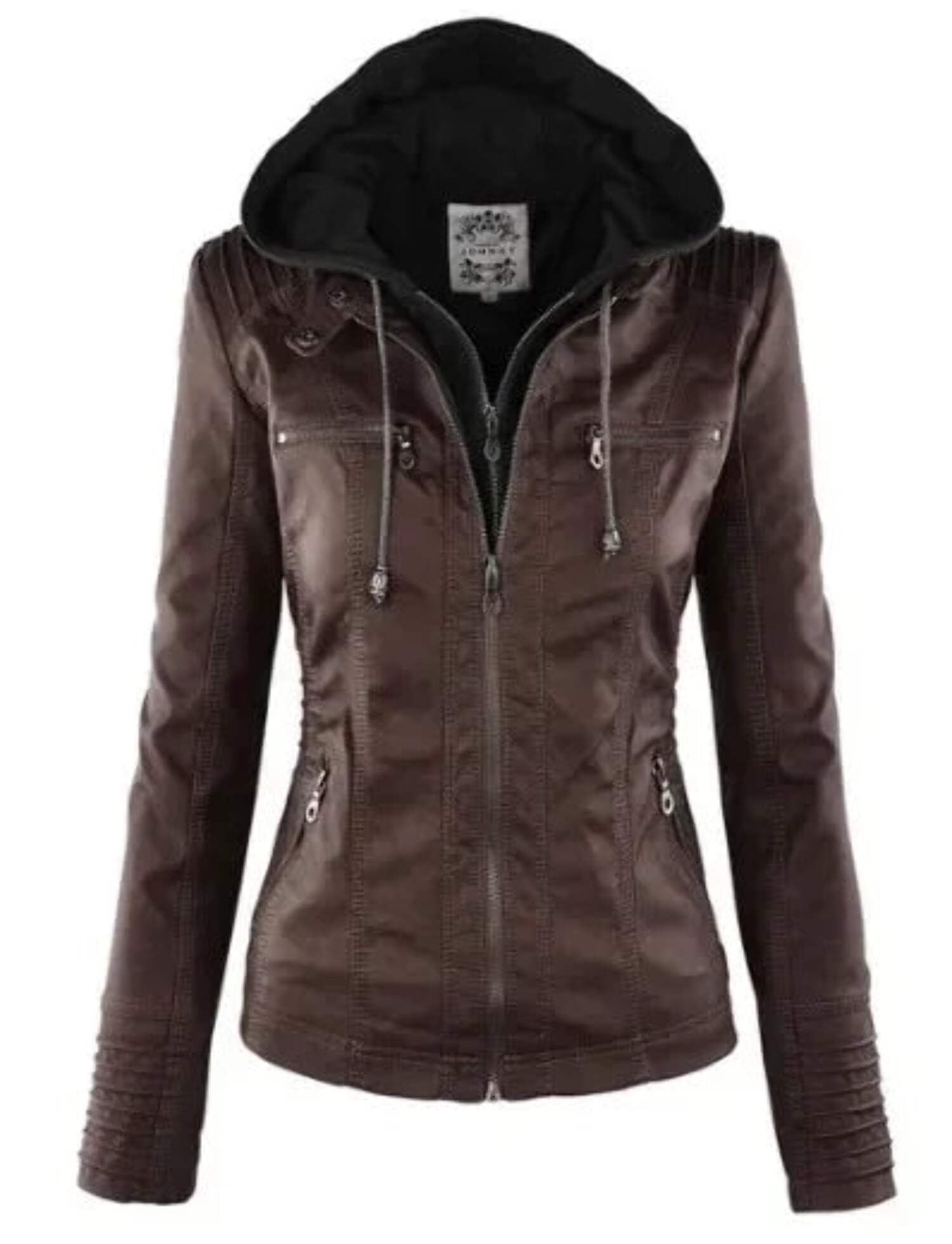 Gothic Faux Leather Jacket Women Coat Hoodies Winter Autumn Motorcycle
