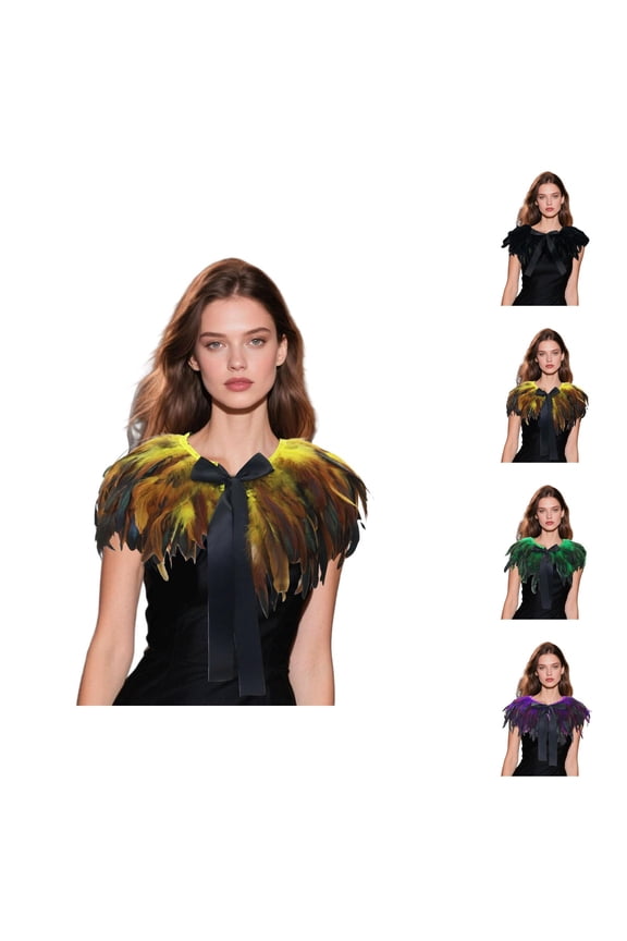 Gothic Feather Shawl for Women, Dark Party Performance Wrap, Shrug Collar Accessory for Mardi Gras Masquerade Ball Burlesque Show Carnival