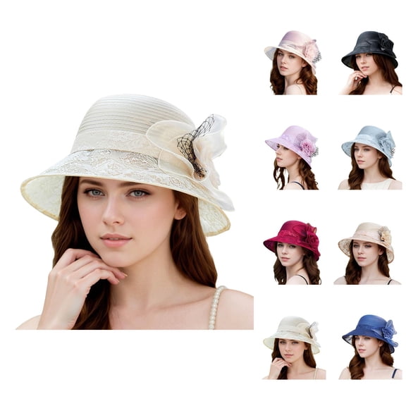 Gothic Fedora Flat Cap And Beret Red Straw Perfect for Military Ladies Hat Bridal Wedding Tea Party Outdoor Elegant Temperament Sun Flower French Bowler Shade Lace Basin