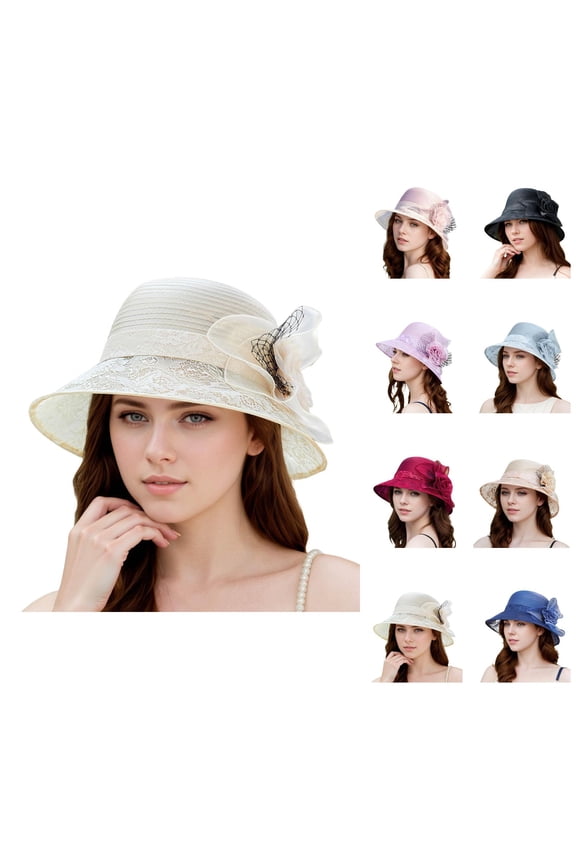 Gothic Fedora Flat Cap And Beret Red Straw Perfect for Military Ladies Hat Bridal Wedding Tea Party Outdoor Elegant Temperament Sun Flower French Bowler Shade Lace Basin