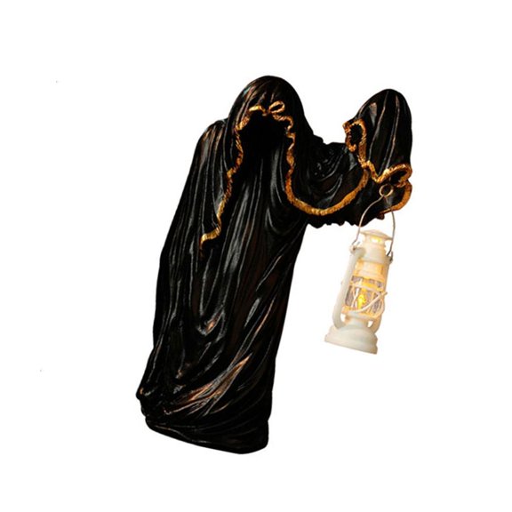 Gothic Figurine Resins Wizard with LED Lanterns Horror Party Table Decors OrnamentHa110weenResins Sculpture Hunchback Wizard Lanterns Detailed Carving Festives Display Piece