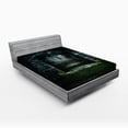 thumbnail image 1 of Gothic Fitted Sheet, Image of the Gate of a Dark Old Haunted House Cemetery Dead Myst Fiction Art Print, Soft Decorative Fabric Bedding, Queen Size, Grey Green, by Ambesonne, 1 of 2