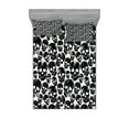thumbnail image 1 of Gothic Fitted Sheet & Pillow Sham Set, Grunge Black Human Skulls on White Backdrop Evil Men Fear Horror Death Skeleton, Decorative Printed 6 Piece Bedding Decor Set, Queen, Black White, by Ambesonne, 1 of 3