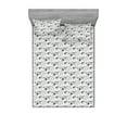 thumbnail image 1 of Gothic Fitted Sheet & Pillow Sham Set, Old School Illustration of Skulls Flowers and Geometric Details Pattern, Decorative Printed 3 Piece Bedding Decor, Full, Coconut and Dark Grey, by Ambesonne, 1 of 2
