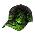 thumbnail image 1 of Gothic Flame Baseball Cap, Adjustable Curved Bill Hat, Spooky Party Accessory for Men Women, Black Fire Embroidered Cap, Alternative Streetwear​, Green, 1 of 6