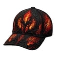 thumbnail image 1 of Gothic Flame Baseball Cap, Adjustable Curved Bill Hat, Spooky Party Accessory for Men Women, Black Fire Embroidered Cap, Alternative Streetwear​, Red, 1 of 5