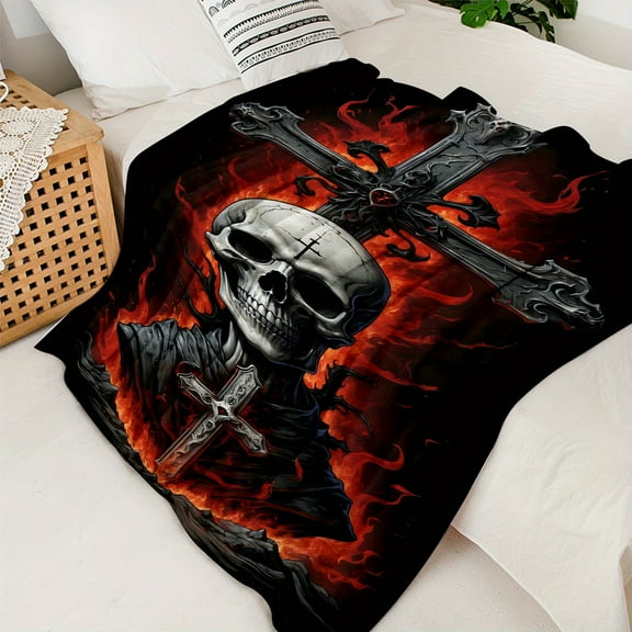 Gothic Flannel Throw Blanket – Soft Warm Digital Print Sofa, Bed, Travel, Camping, Living Room, Office, Chair Decorative Blanket – Polyester Knitted Contemporary Design