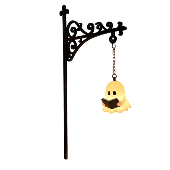 Gothic Floral Cutout Metal Book Slot Hanging LED Light Cute Reading Ghost Warm Glow Battery Powered Shelf Insert Lamp For Library Desk Book Nook Dark Academia Indoor Decor(Style A-Black-18x12x6cm)