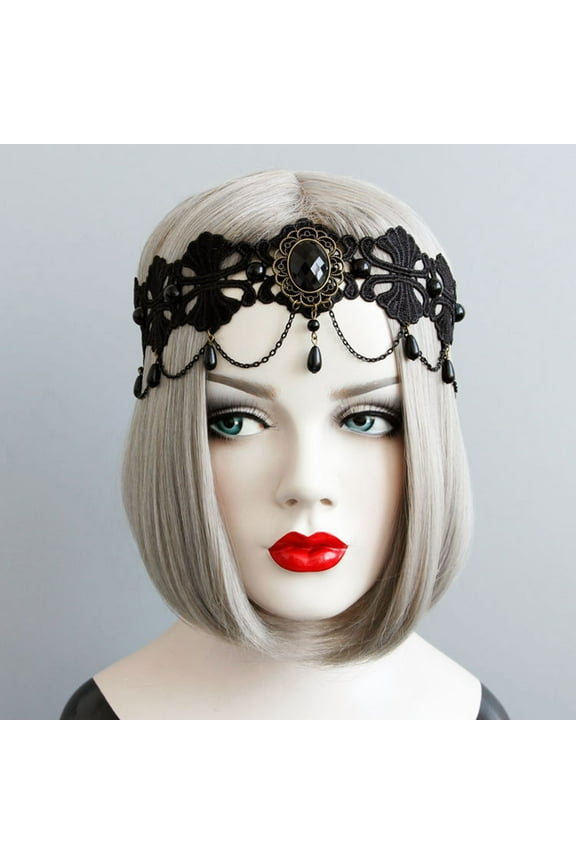 Gothic Black Crown Floral Headband for Women and Girls