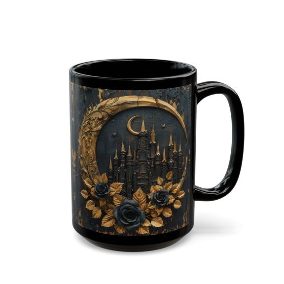 Gothic Floral Mug: Dark Academia Castle Coffee Cup