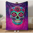 thumbnail image 1 of Gothic Floral Skull Plush Blanket | Soft Polyester, All-Season, Multi-Color, Ideal for Home/Camping/Office Christmas Gift, 1 of 6
