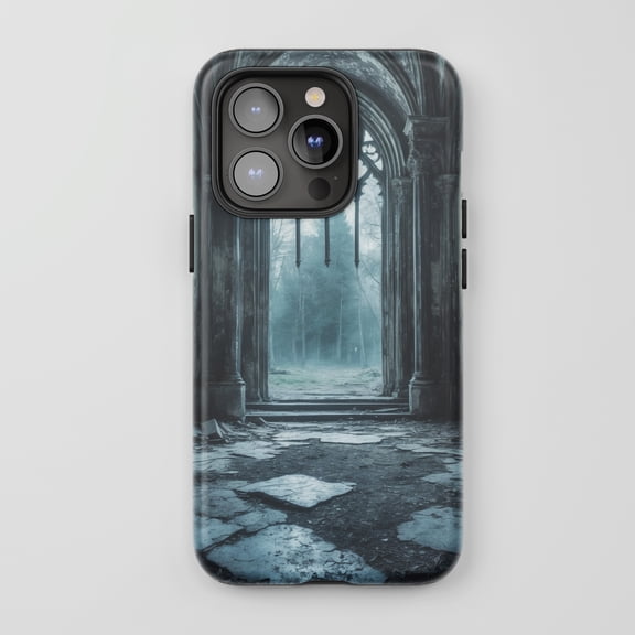 Gothic Forest Entrance iPhone Case Tough Protective Case Dark Fantasy Blue