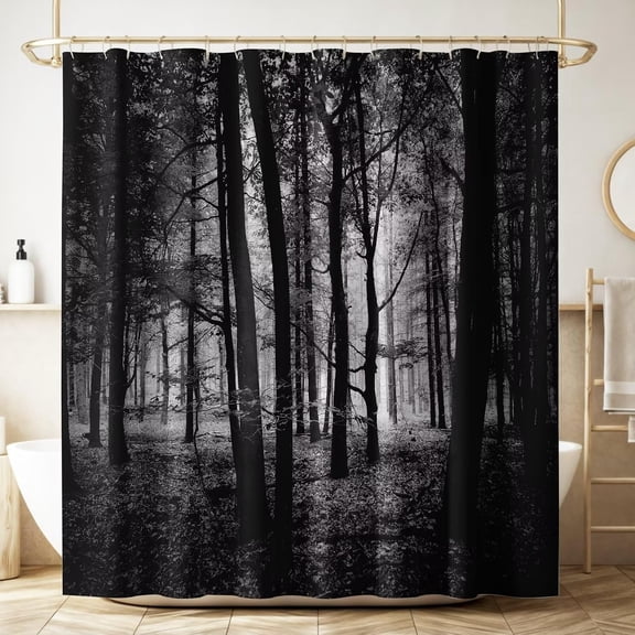 Gothic Forest Shower Curtain Mysterious Scary Forest Nature Landscape Waterproof Fabric Bathroom Curtains Home Privacy Bath Decor with Hooks 72x84Inch