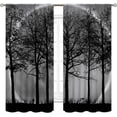 thumbnail image 1 of Gothic Forest Window Curtains, Misty Foggy Black Pine Tree Branch Full Moon Goth Mysterious Nature Art Print Tapestry Curtain Drapes for Bedroom Living Room Halloween Home Decor 2 Panels, 42"x63" Inch, 1 of 5