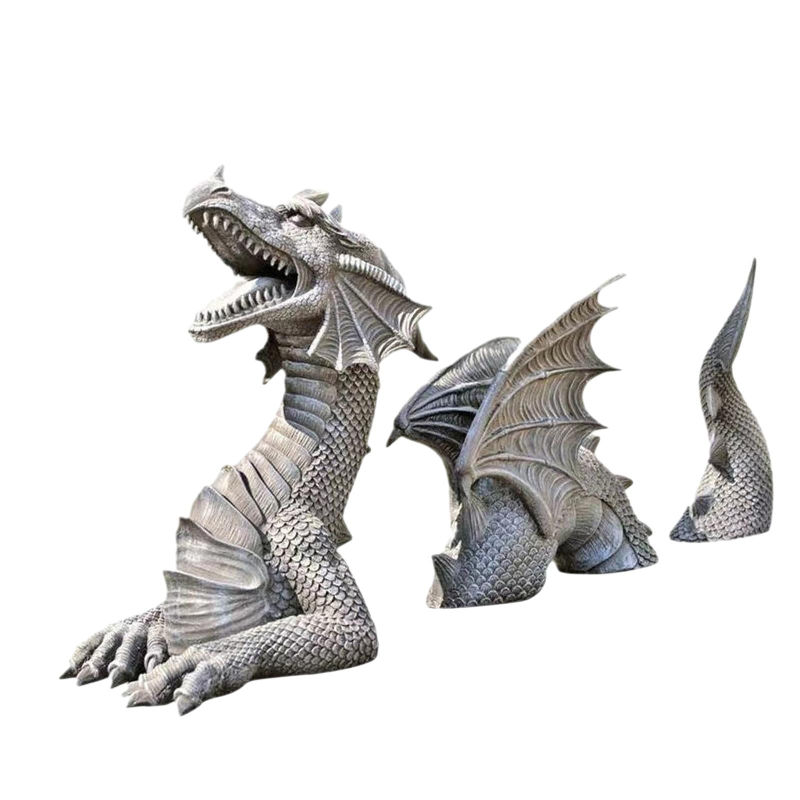 Gothic Garden Dragon Statue Resin Garden Sculpture for Patio Pathway