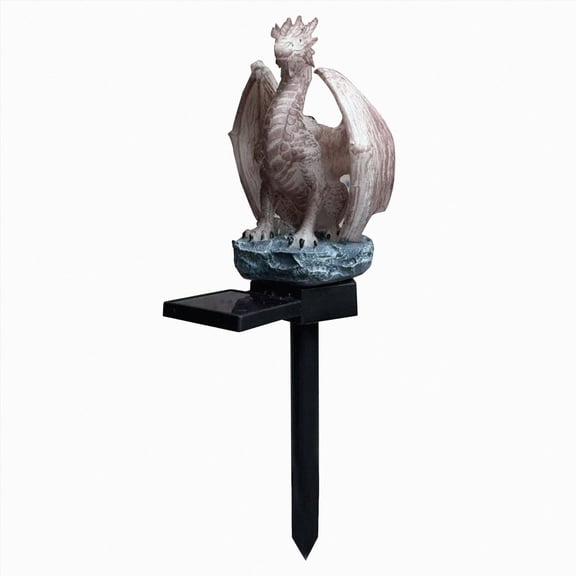 Gothic Garden Resin Dragon Statue Ground Stake, Solar Garden Figurine, Outdoor Statues Figurine Lights, Medieval Gargoyle Outdoor Landscape Lighting, Halloween Dragons Decor (Winged Dragon)