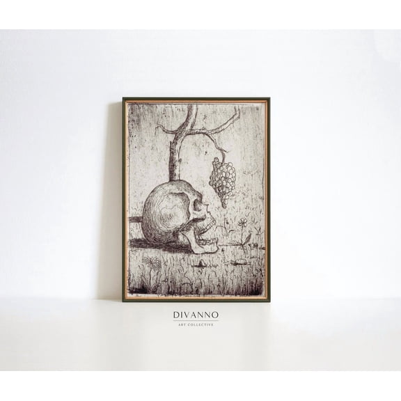 Gothic Garden Skull Dark design 2 Unframed Paper Print