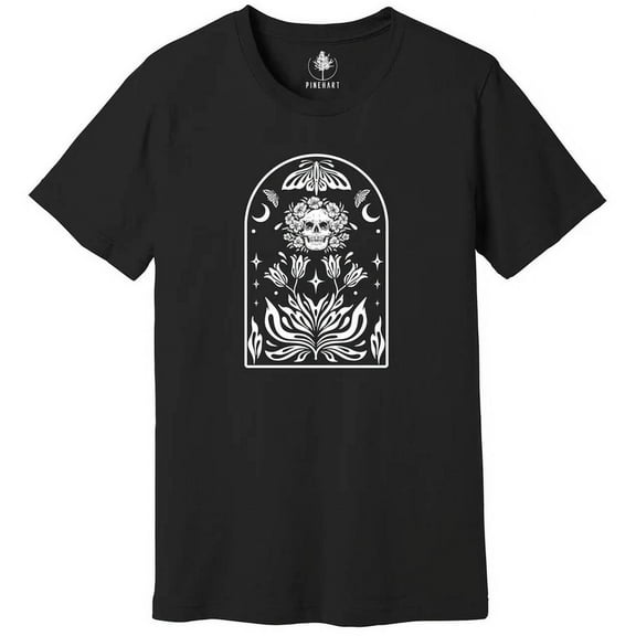 Gothic Garden T-Shirt, Dark Academia Shirt, Floral Skull Creepy Cute T-Shirt Unisex S-5XL Hot Trending Shirt, Vintage Birthday Gift