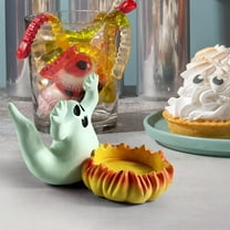 Gothic Ghost Candle Holder - 4" Black Resin Halloween Decor for Tabletop, Fireplace & Bookshelf, Dual-Use Centerpiece for Spooky and Holiday Themes