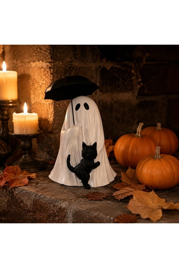 Gothic Ghost Figurine Cute, Usupdd Spooky Halloween Resin Statue With Umbrella, 12-15cm Mini Ghost Decor For Home Desk Shelf Party