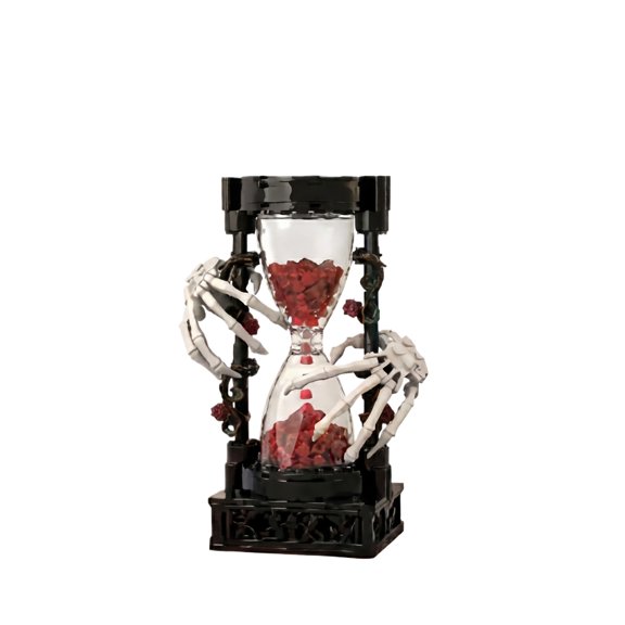 Gothic Ghost Hourglass Building Blocks Set, Dark Aesthetic Rose Toy Model with Spooky Skeleton Hands, Perfect Valentine's & Halloween Building Toy Collectible Gift (205Pcs)