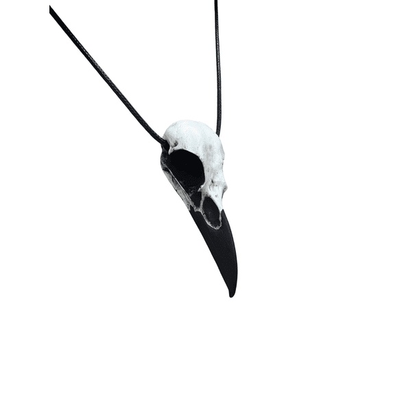 Gothic Gift Guide Raven Skull Necklace Resin Bone Jewelry, Bird Skull, Dark Cosplay LARP Fantasy Gift, Witchy, Viking Pendant, 2.75" Size