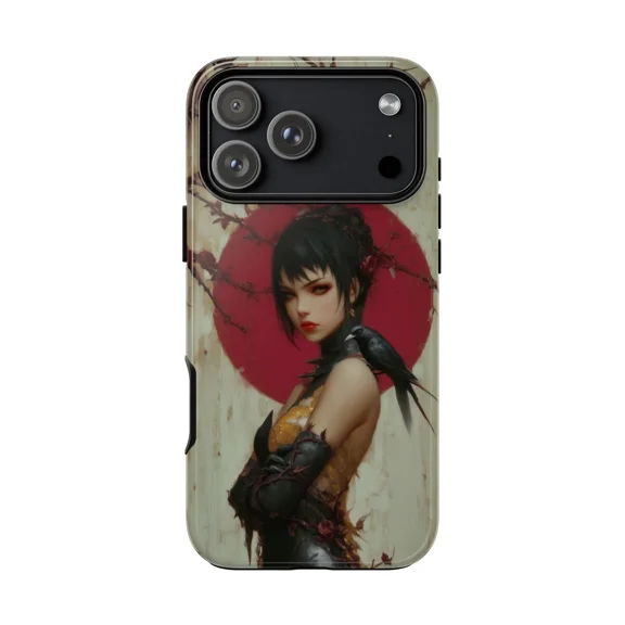 Gothic Girl Black Raven Dress Phone Case for iPhone 17 11 12 13 14 15 16 Pro Max